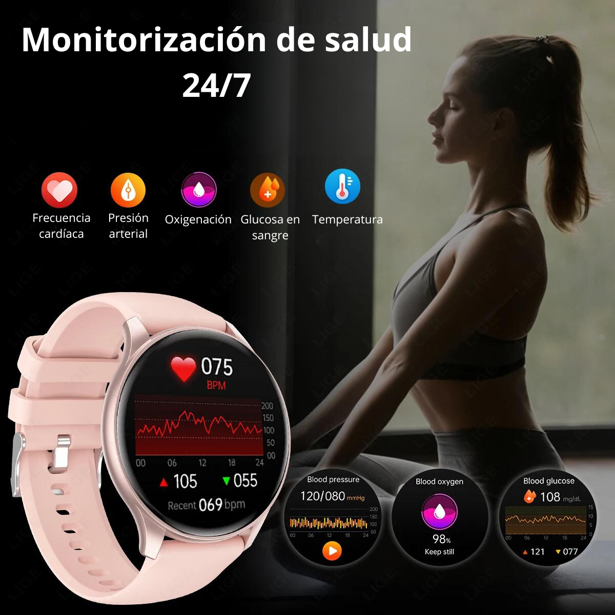 Smart watch con Monitor de Glucosa Cardíaco Mujer™